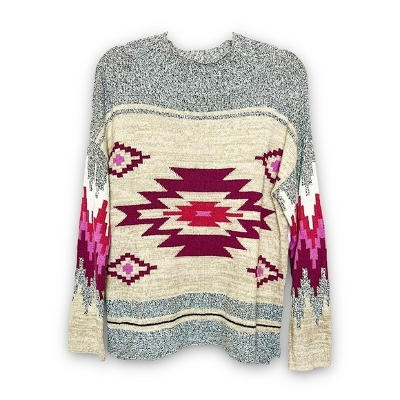 NWT NIC + ZOE Aztec Southwestern Striped Knit Mock Turtleneck Pullover Sweater M - Picture 6 of 13